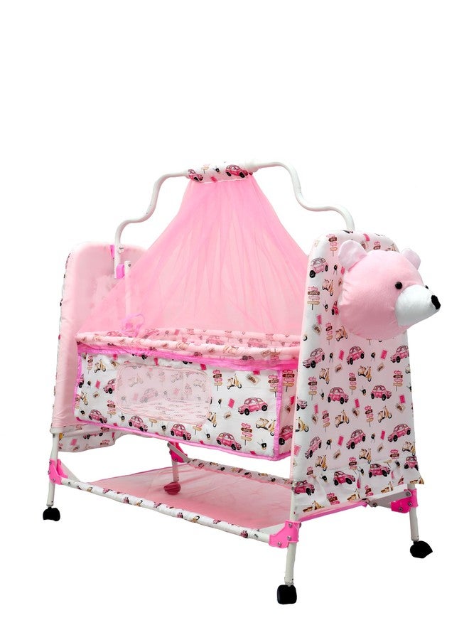 Franklite Born Baby Cradle with Mosquito & Hanging Chains, Soft Seat,Cradle for Baby,palna for New Born Baby 0-6 Month (Pink) - Image 4